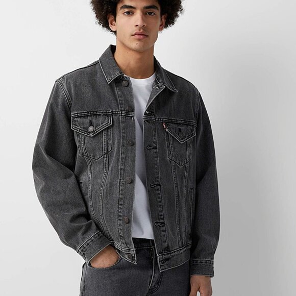 VINTAGE Levi's Trucker Denim Jacket Gray Small - Picture 1 of 7